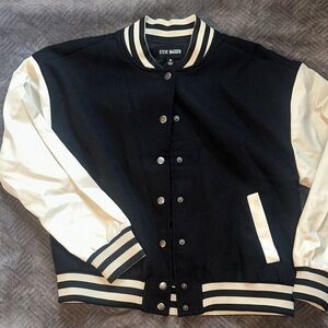 Steve Madden Black and Cream Bomber Jacket